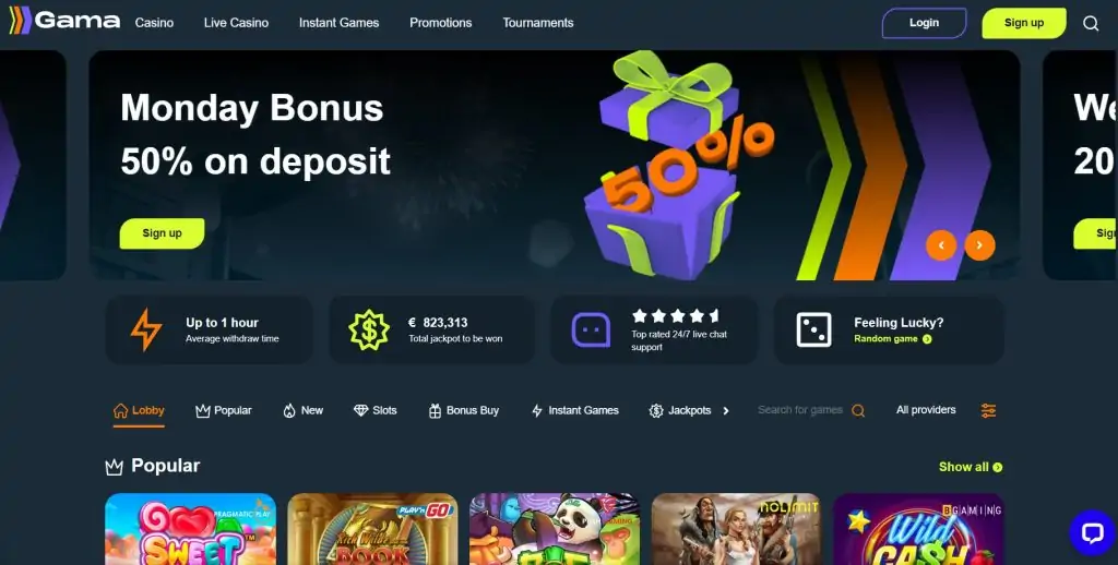 gama casino main page